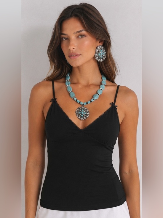 PacSun Tops - NWT PacSun Black Lace-Trim Adjustable Cami Medium